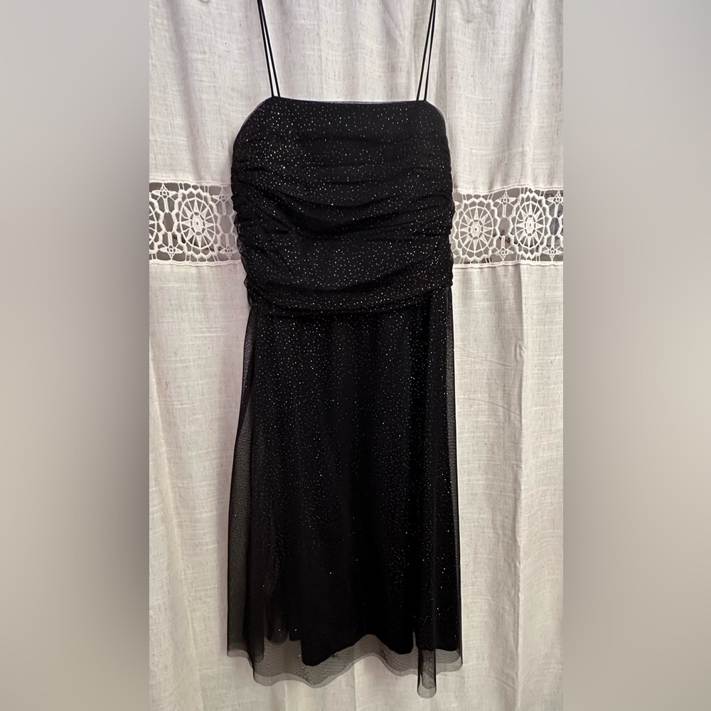 Black Tulle Cocktail Dress with Gold Glitz!